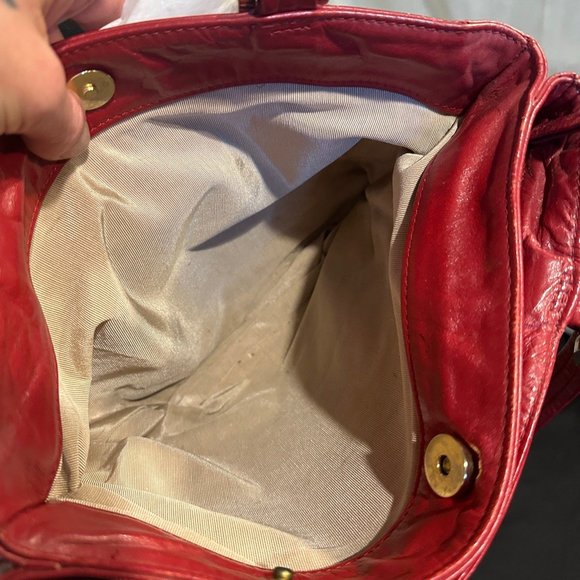 Vintage Red Leather handbag Sas - Picture 6 of 16